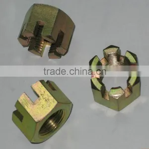 Manufacture Yellow Zinc Din935 Hex Slotted Nuts thumbnail-1