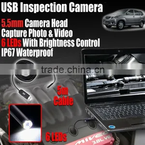 Mini USB Waterproof 5.5mm Inspection Camera With 5m Cable 6 LEDs Lights Endoscope thumbnail-2