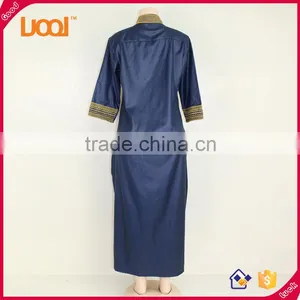 NEW African Women Blue Dashiki Traditional Dress 2 Pocket thumbnail-2
