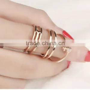 New Product 2017 Fashion 18K Rose Gold Plated Elegant Ring Woman With Heart and Cross thumbnail-4
