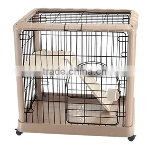 Luxury 3-floor Wire Plastic Cat Cage thumbnail-2