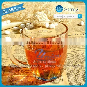 2014 on Sale Pineapple Tea Cup Machine Pressed Union Glass Cup High White Glass Cup for Tea With Handle thumbnail-1