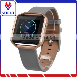 23MM Leather Luxury Watch Band Wrist Strap Bracelet + Metal Frame For Fitbit Blaze thumbnail-2