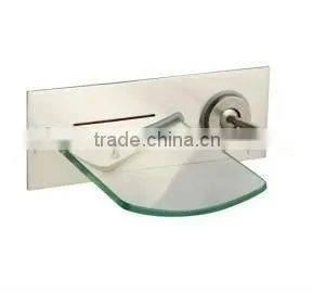 Nickel Brushed Wall Mount Waterfall Faucet Glass Bathroom Faucet QH0500WS thumbnail-1