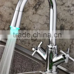 LED Bibcock Kitchen Sink Faucet/mixer With Dual Cross Handle QH1893F thumbnail-1