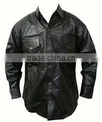 Long Sleeves Leather Shirts thumbnail-1
