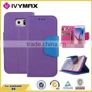 IVYMAX Book Style Stand Wallet Leather Flip Cover Phone Case for Samsung Galaxy S6 thumbnail-4