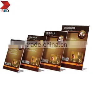 China Gold Supplier 8.5 x 11 Acrylic Sign Holder for Tabletops, Bottom Insert, T-style - Clear thumbnail-2