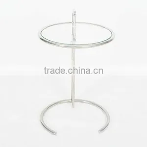Modern Small Round Glass Table Eileen Gray Adjustable Glass Table thumbnail-1