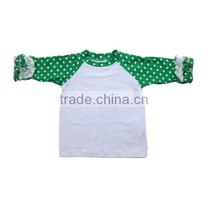 Wholesale 2016 Boutique Baby t Shirt Toddler Girls Striped Sleeve Raglan Shirt 3/4 Ruffle Sleeve Shirt thumbnail-3