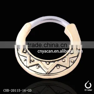 Surgical Steel Tribal Fan Indian 16g Septum Clicker Fashionable Nose Ring thumbnail-1