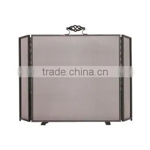 Three Fold Fire Screen With Twist Handle in Black thumbnail-1