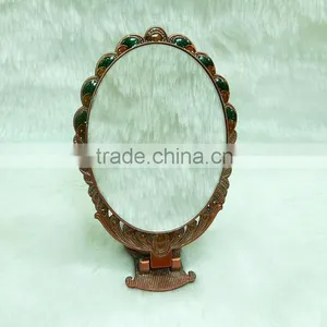 Red Bronze Cosmetic Pocket Mirror With Rhinestone thumbnail-1