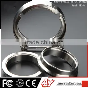 2.5inch High Quality Mild Steel Exhaust DownPipe Male Female v Band Clamp Flange Kit thumbnail-1