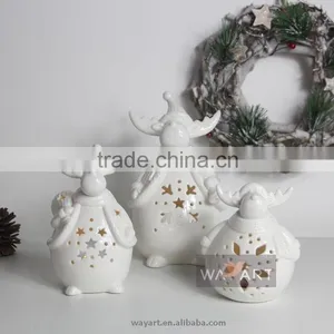 Ceramic Christmas Candle Holders With Reindeer Shaped thumbnail-1
