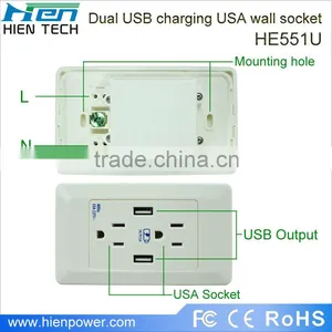 15A Portable Battery Powered Outlet USA Plug Type With 2 USB Ports 2 Gang Socket thumbnail-5