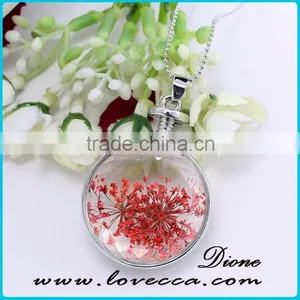 Silver ROUND Pendant Necklace With Flower Design Wholesale Fashionable Jewelry thumbnail-4
