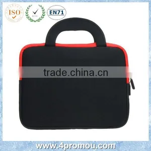 Neoprene Zipper Laptop Tote Bag Computer Sleeve Tablet Bag in Black Color thumbnail-3