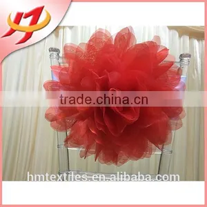Hot Sale Wedding Decoration Cheap Flower Otganza Chair Sashes thumbnail-2