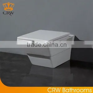 CRW HB3561 Ceramic One Piece Square Wall Hung Toilet thumbnail-1