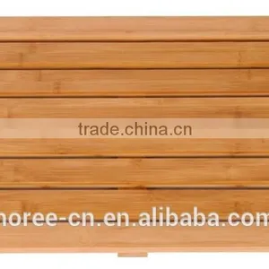 Rectangular Square Bamboo Floor Bath Mat for Bathroom thumbnail-1