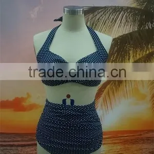 New Arrival Dot Print Fashion Retro High Waist Bikini thumbnail-1