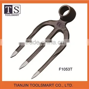 3 Prong Carbon Steel Garden Fork Hoe With Wooden Handle thumbnail-3