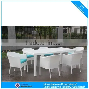 F-2107+687 Space-saving White Rattan Furniture High End Palace Dining Set thumbnail-1