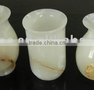 White Flower Stone Vase thumbnail-1