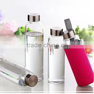 Haonai Sports Glass Water Bottle Custom Logo With Lids and Sleeves thumbnail-5