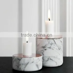 Wedding Decorations Marble and Copper Candle Holder With Copper Lid thumbnail-1