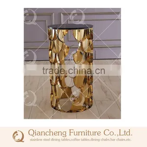 Golden Color Metal Flower Stand Pergola With Marble Top thumbnail-4