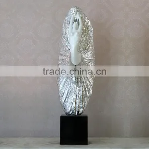 Modern Style White Gold Painted Resin Naked Dancing Lady Sculpture thumbnail-1