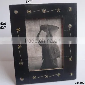 Wooden Photo Frame With Brass Inlay Repeat Patterns thumbnail-1