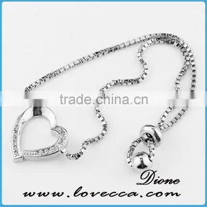 European Style Silver Adjustable Micro Pave Bracelet thumbnail-1