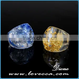 Colorful Clear Glass Resin Band Real Dried Flower Finger Ring thumbnail-1