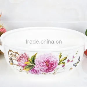 10" Round Ceramic Cookware With Glass Lid thumbnail-2