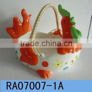 Ceramic Easter Gift, Cock Candy Holder,fruit Basket thumbnail-1