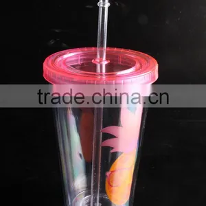 With Lid and Straw Bpa Free Single Wall Clear Plastic Tumbler thumbnail-3