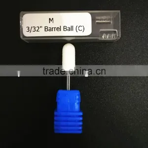 Polishing Drill Barrel Ball Total Length 40MM Medium Type Head Blade Diameter 13MM White Ceramic Burr for Nail thumbnail-1