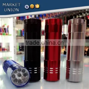 Aluminum LED Flash Light, Metal Flashlight, Micro Led Flashing Light, Led Light for Nine Bulbs With Battery thumbnail-1