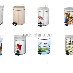 Pictures Printing 410# Stainless Steel Dustbin/trashcan With Good Quality thumbnail-1