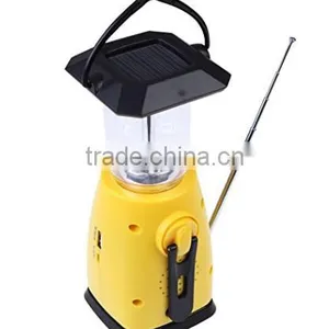 Solar Hand Crank Dynamo Camping Tent Lantern Lamp Am/fm Radio 8led Phone Charger thumbnail-2