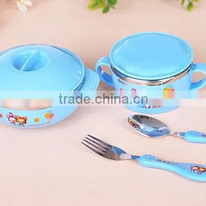 Color Stainless Steel Serving Soup Baby Bowl With Lid Kids Suction Bowl thumbnail-5