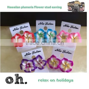 Hot Sell Hawaiian Plumeria Flower Stud Earring Designs for Women thumbnail-1