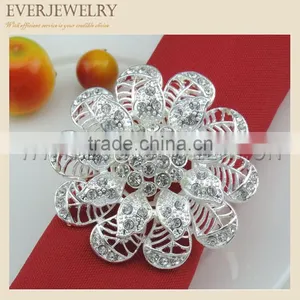 2016 Fashion Big Stone Silver Flower Napkin Ring thumbnail-5