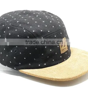 FAUX SUEDE Brim 5 Panel Hat and Cap With Leather Patch thumbnail-2