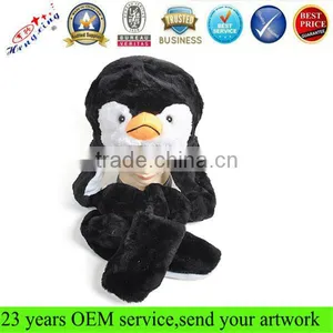 Fashion Penguin Plush Kids Animal Winter Hats With Paws thumbnail-1