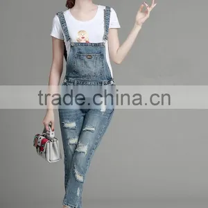 Autumn New Style High Quality Washed Damaged Bib Pants Customized thumbnail-4