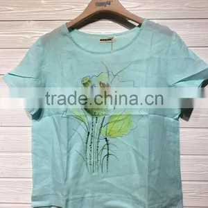GZY Stock Short Sleeve Goog Quality Cotton Blouse Neck Design thumbnail-1